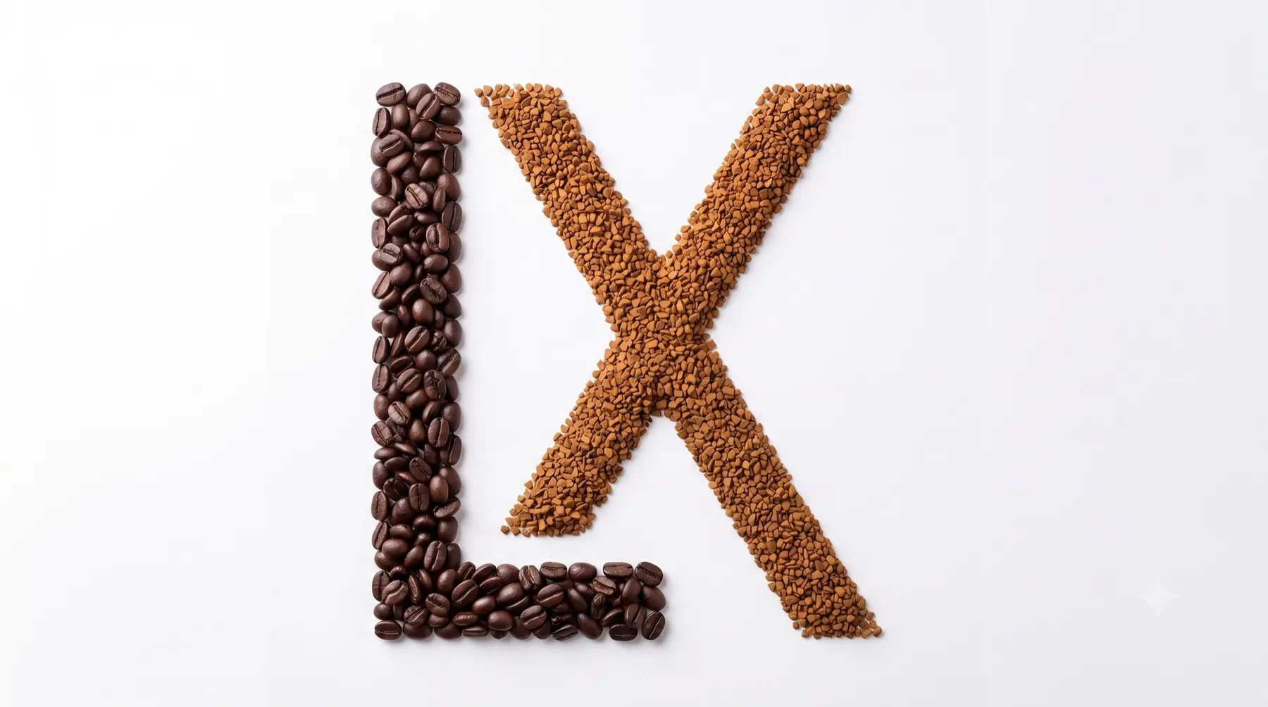 LX logotip složen od zrna kave